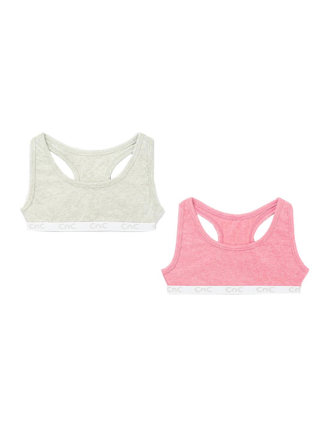 Charm N Cherish Girls’ Sports Bra Gray and Pink External Elastic Pack of 2 Charm N Cherish Girls’ Sports Bra Gray and Pink External Elastic Pack of 2