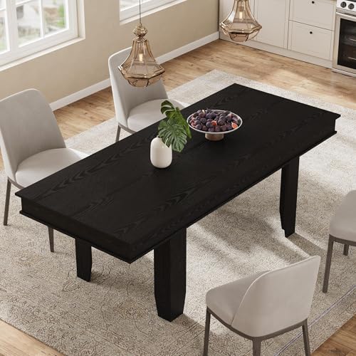 Image of GarveeHome 63 in-86.6 in Extendable Dining Room Table for 6-10, Farmhouse Kitchen Tables w /Wooden Sturdy Frame, Large Rectangular Dinner Table for Dining Room, Kitchen