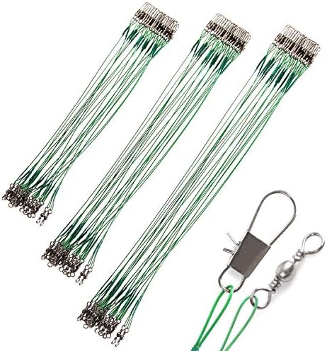 AIRKOUL Fishing Leaders Wire Stainless Steel Fishing Leader Line with Swivels Snap, Connect Tackle Lures Fishing Rig or Hooks, 3 Size