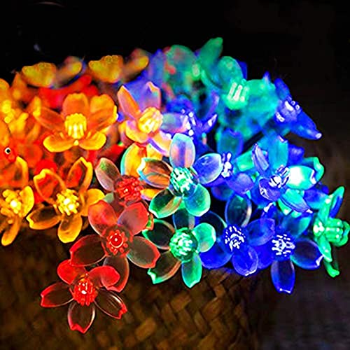 FANSIR Solar Lichterkette Außen Blumen, 7m 50 LEDs Lichterkette Solar Aussen 8 Modi IP65 Wasserdichte LED Lichterkette Bunt für Garten Balkon Terrasse Weihnachten Hochzeiten Partys(Mehrfarbig) Cover