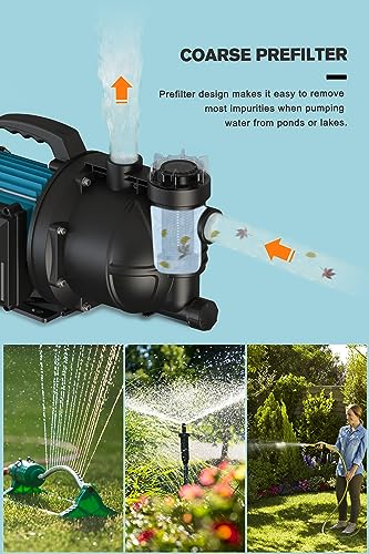 image for FLUENTPOWER 1.5HP Portable Garden Booster Pump with Prefilter, 1200GPH