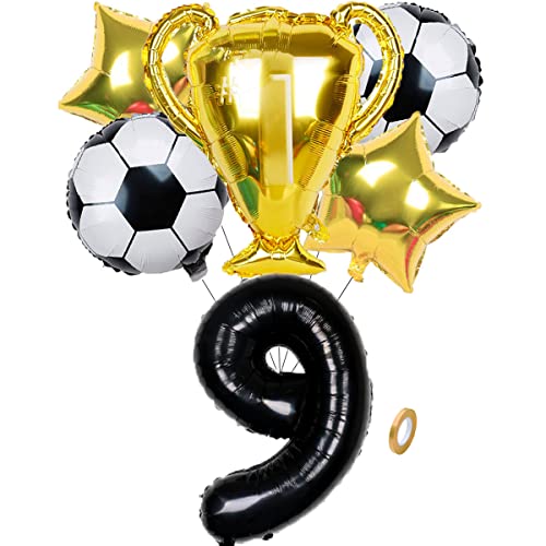 Jxuzh Fútbol, cumpleaños, fútbol, fiestas, accesorios, decoración de fútbol, decoración de cumpleaños para niños, globos de 9 cumpleaños