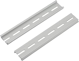 2-Pack Aluminum 1.1mm Thickness Slotted DIN Rail,200mm 7.8" Length 35mm Standard Width, for Single Phase Switch Installing Fixed Solid State Relay