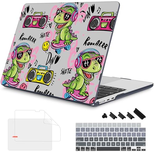 Image of Mektron Case for 2026 MacBook Air 13-inch M5 Laptop A3449 with 13.6-inch Liquid Retina Display, 2025 2024 2022 M4 /M3 /M2 MacBook Air 13 inch Hard Shell Cover, Fit Model A3240 A3113 A2681, Cool Dinosaur