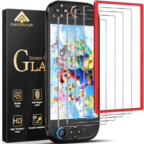 daydayup 4 Stücke Panzerglas für Nintendo Switch 2 Model 2025, Schutzfolie Folie schutzglas Displayschutzfolie für Nintendo Switch 2, Anti Kratzer, Bläschenfrei, HD Clear, 9H Härt, Switch Skin
