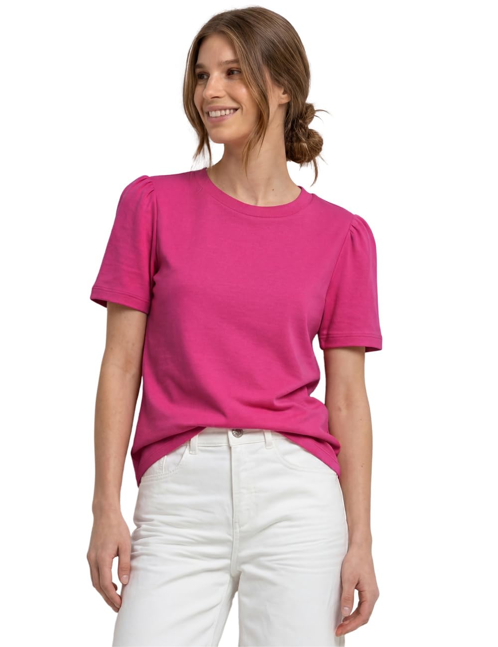 Street One Women's 3230622 Ruched Sleeve T-Shirt (Pack of 1), Magenta Dream, 14
