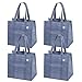 VENO 4 Pack Reusable Grocery Bags, Heavy-Duty Shopping Bags with Handles, Bags for Shopping Cart with Hard Bottom to Stand Upright, Foldable, Multi-Purpose, Sustainable (Gray, 4 Pack)