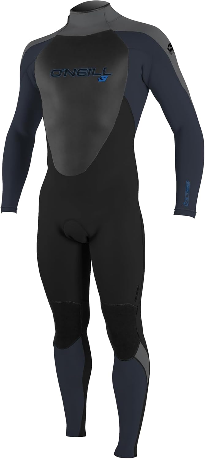 O'Neill Men's Epic 3/2mm Back Zip Full Wetsuit, Black/Slate/Smoke, Large