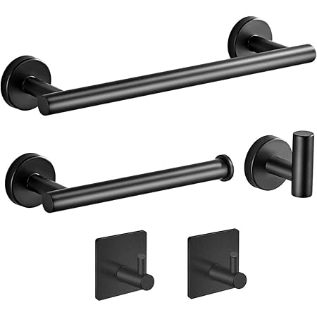 LINGSFIRE 5 piezas accesorios de baño conjunto de 304 inoxidable acero inodoro soporte de papel toalla bar albornoz gancho toallero anillo soporte de ...