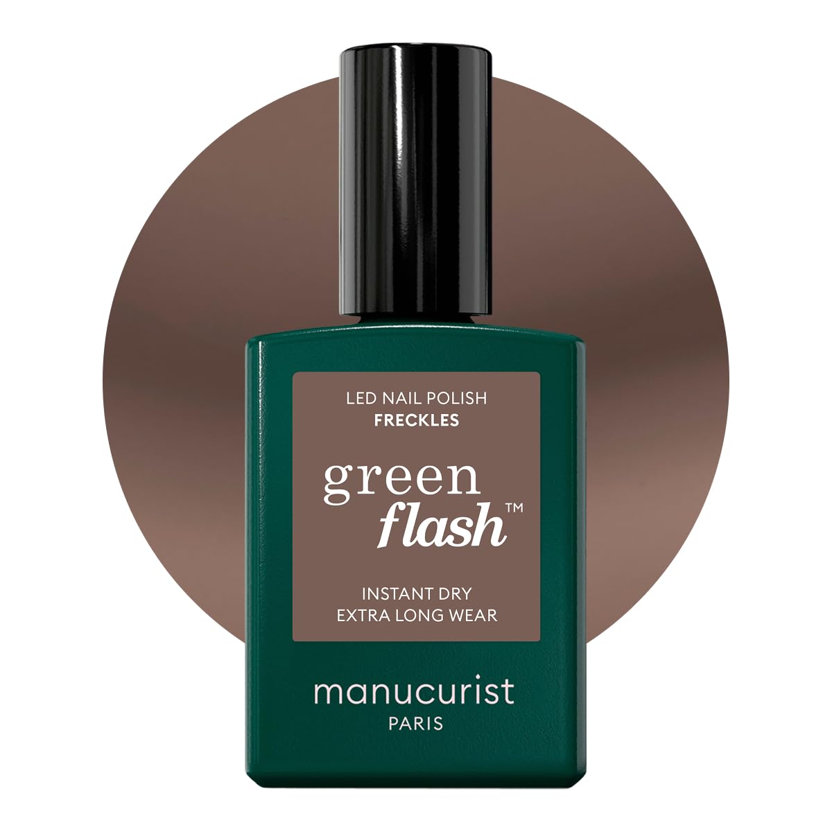 Manucurist Vernis Semi Permanent Marron Green Flash Freckles - Vernis Gel Ongle UV Semi Permanent & LED - 12-​Free, Bio Sourcé (84%) - Manucure Professionnelle - 15 ml