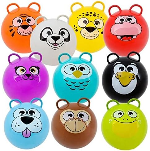 RIN Hippity Hop Exercise Hopper Jump Balls with Animal Face and Two Handles for Kids (White Panda)