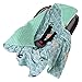 Einschlagdecke 100% Baumwolle 85x85cm Kuscheldecke für Kinderwagen Babyschale universal Baby Decke doppelseitig Babydecke Buggy Autositz (Wald mit minzer Minky)