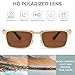 SUNGAIT Retro Rectangle Sunglasses Men’s Gold Chunky Square Shades Luxury Gifts Polarized UV400 Protection for Driving Outdoor (Brown & Gold Frame/Brown Lens)