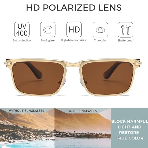 Image of SUNGAIT Polygon Aviator Sunglasses Men Old School Style Adjustable Anti-slip Temples Polarized Lens for Driving Fishing