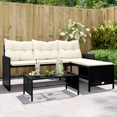 Festnight Poly Rattan Ecklounge, Polyrattan Lounge mit Ecksofa,...