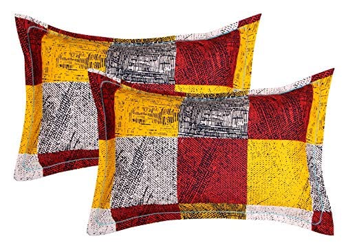 Image of BSB HOME Present Designer Printed 6 Piece Cotton Pillow Cover Set- 20 inch X30 inch Inches, (White, Blue, Yellow, Maroon, Grey and Pink), 144 TC, Floral, 150 Threads