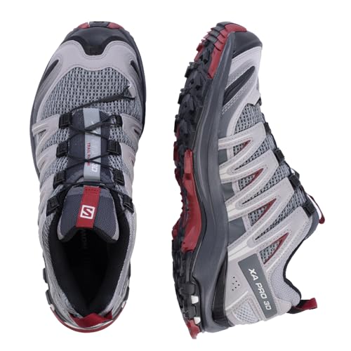 Salomon Men’s XA PRO 3D Trail Running Shoes - Monument/Ebony/Red Dahlia - 9.54