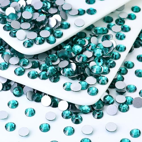 Image of Flatback Crystal Rhinestones Round Gems for Nail Art and Craft Clothes Glue Fix, Green Zircon (6.4-6.6mm) SS30 /288PCS