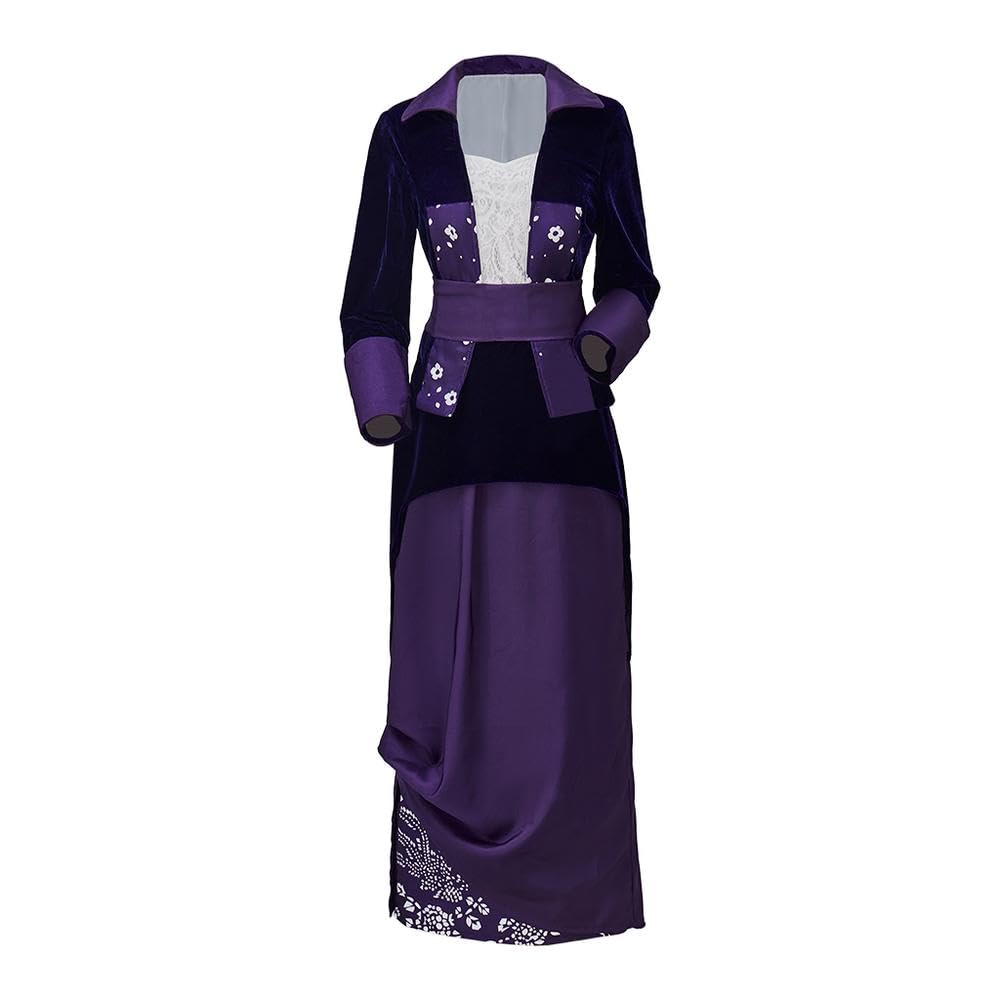Disfraz de Titanic Rose DeWitt Bukater para cosplay, vestido de Titanic, disfraz volador de rosa morada para mujeres adultas