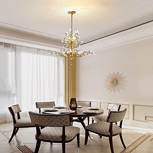 Ganeed Crystal Chandeliers,Vintage Pendant Lighting Crystal Chandelier Lighting Fixtures With 8 Lights,Ceiling Light Fixture For Living Room Bedroom Restaurant Porch Hallway (Gold) #TOP3