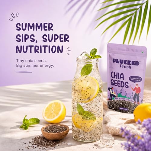 Image of Plucked Fresh Chia Seeds 250g X 4 | Raw Seeds for Eating | High Fiber, Protein & Omega-3 Rich Superfood | Healthy Vegan Seeds for Weight Management, Heart Health & Daily Nutrition (1000g)