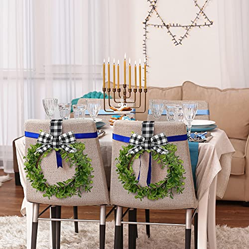 4 Pieces Faux Kitchen Cabinet Wreaths Boxwood Wreaths With Ribbon Artificial Green Leaves Wreaths Decorative Hanging Wreaths For Cabinet Wall Window Front Door Decors (Black And White, Fabric) #TOP1