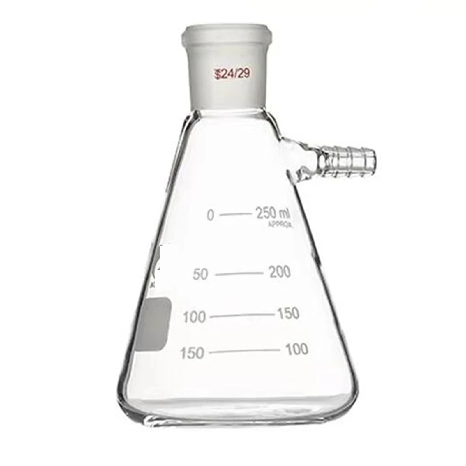 Frasco de vidrio for laboratorio, matraz succión filtración boca molienda al vacío 25 ml a 2000 con boquilla superior(2000ml caliber24)
