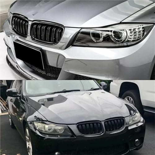 Double latte calandre sport pour BMW E90 E91 LCI style course noir - 5