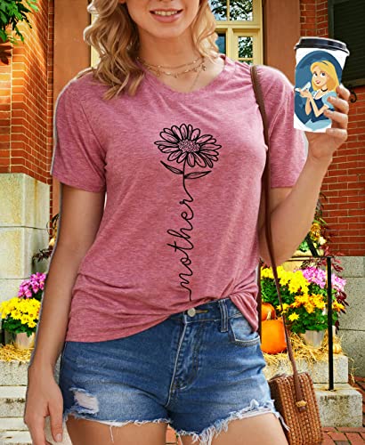 Image of Womens Dandelion T Shirts Sunflower Graphic Short Sleeve Casual Tops