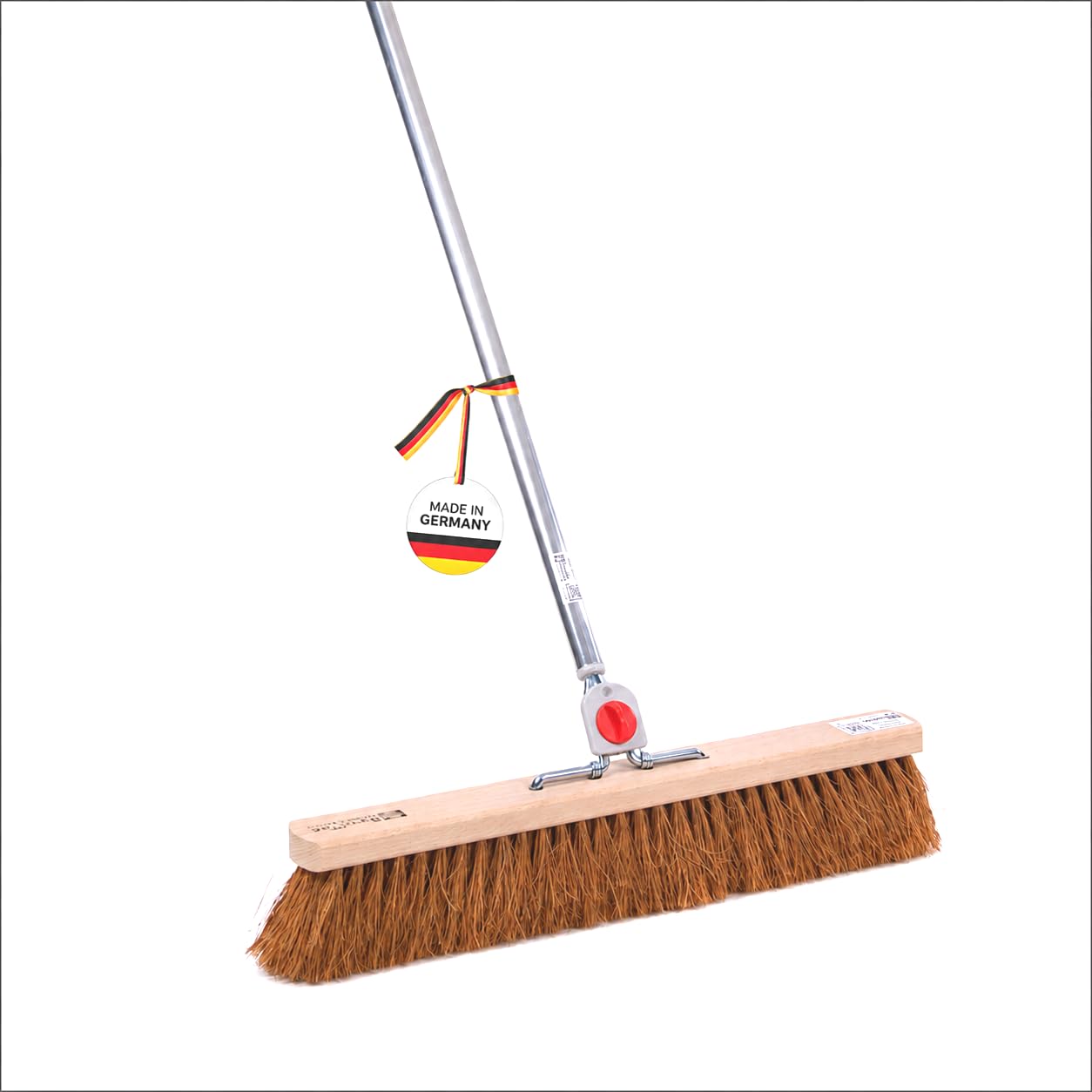 Kokos Borsten Saalbesen 50cm Breit mit 4-Loch-System Stiel Alustiel Besen