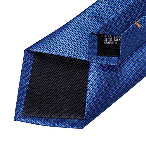 Image of DiBanGu Mens Solid Color Tie and Pocket Square Set Woven Silk Plain Necktie & Handkerchief for Men Wedding Party Formal