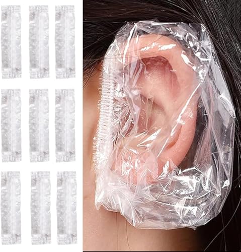 100 Pack Ohrenschützer für die Dusche, Einweg-Duschkappen, Einweg-Ohrenschützer für die Dusche Bunte wasserdichte Ohrschützer Ohr-Duschkappen für Haarfärbemittel, Dusche, Baden, Salon