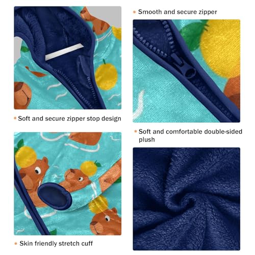 Cute Bears with Oranges Toddler Fleece Jacket Girl Boys Hooded Fleece Jacket Coat Warm Outwear Zip-up 3-10T3