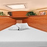 Universal V Berth - Juego de sábanas de 4 piezas, ropa de cama de 1000 hilos, algodón egipcio suave y sedoso, rayas plateadas, se adapta a bolsillos de hasta 8 pulgadas de profundidad