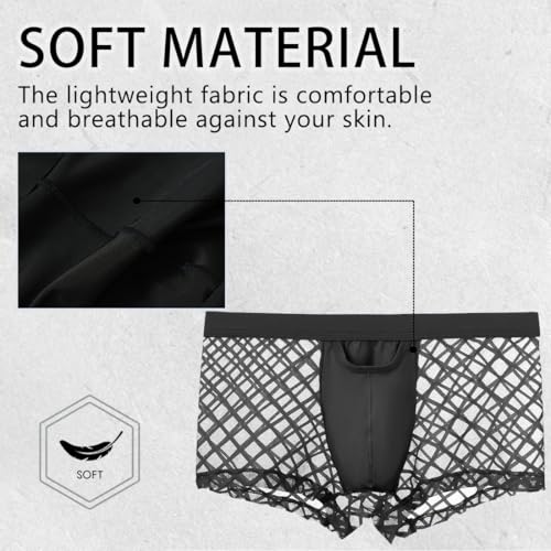 Mens Sexy Boxer Briefs Sheer Mesh Underwear Transparent Lightweight Soft Shorts Breathable Comfortable Body Fit3