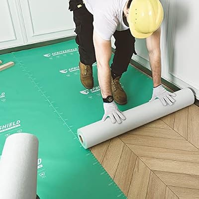 Spriteshield 39" x 100' Heavy-Duty Temporary Floor Protection for Construction & Renovation, Green, Surface Protection Film for Hardwood Floors, Tile&Hard Paint Protection. (H-300G 39" x 100')