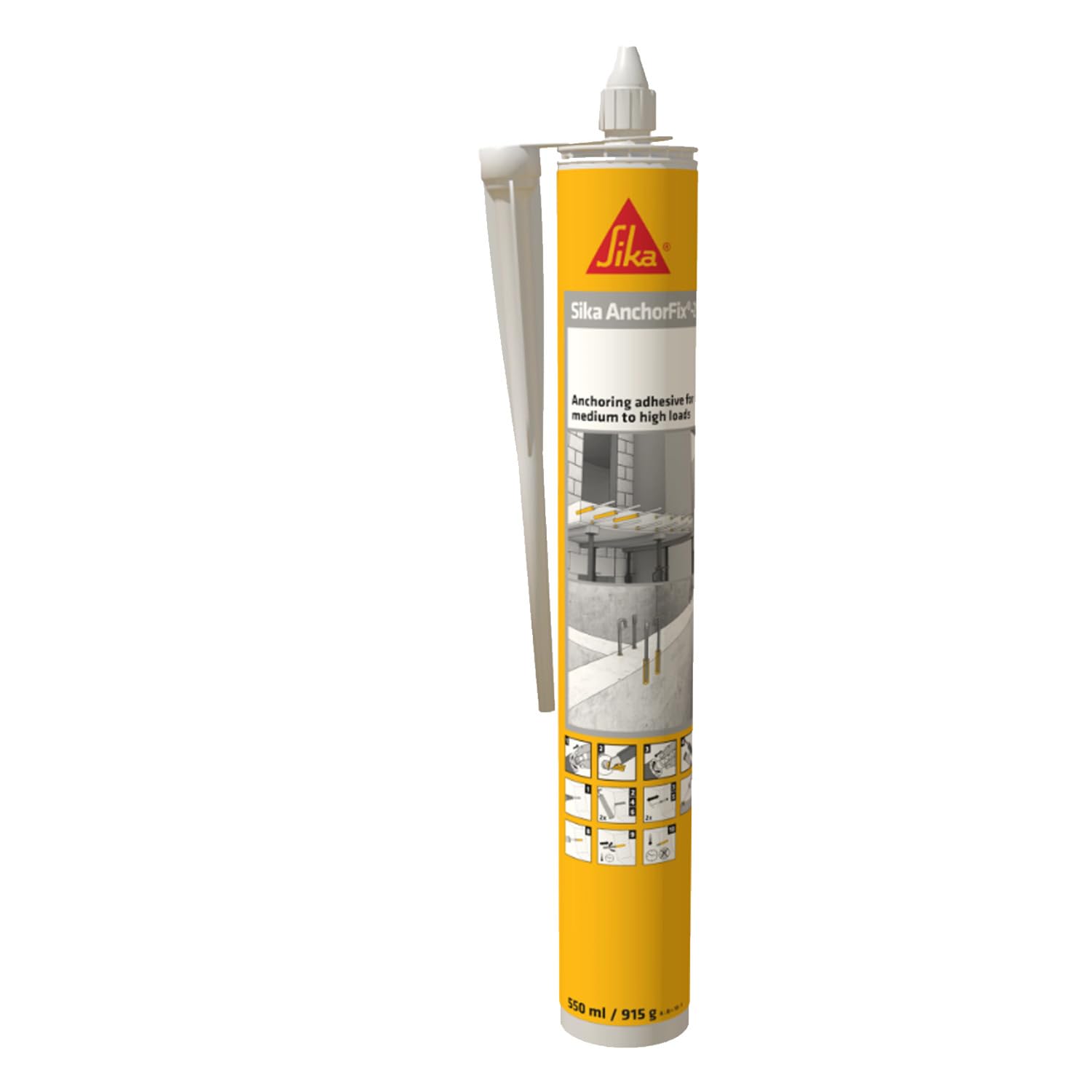 SIKA - Adhesivo de anclaje -Sika Anchorfix 2+ gris claro - Para cargas medias y altas - Acero corrugado, hormigón y pernos - Fraguado rápido - 550 ml