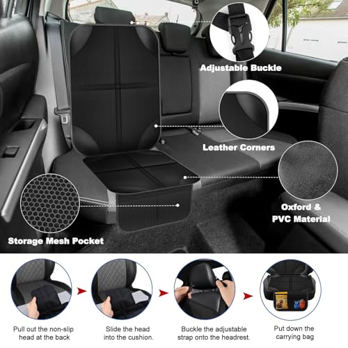 VFANDV Kindersitzunterlage für Isofix, 1 Stück Kindersitzunterlage mit Rückenlehnenschutz Auto Kinder rutschfest Wasserabweisender Autositzschoner Autositzauflage mit Netztaschen Universell Sitzsch