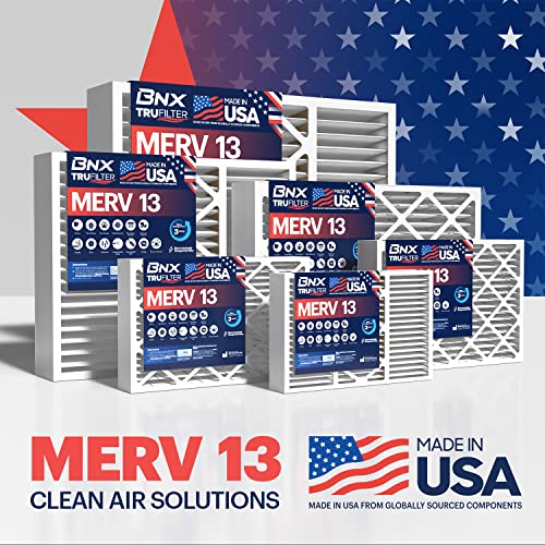 Bnx Trufilter 20X20X4 (19 1/2’’ X 19 1/2’’ X 3 5/8‘’) Merv 13 Air Filter (Slimfit) (2-Pack) - Made In Usa - Electrostatic Pleated Air Conditioner Hvac Ac Furnace Filters For Health, Allergies, Pollen, Mold, Bacteria, Smoke, Allergen, Mpr 1900 Fpr 10 #TOP7
