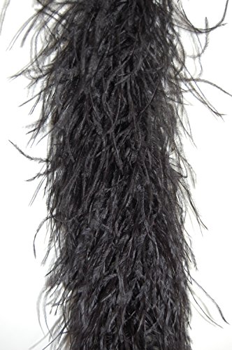 4 Ply Ostrich Feather Boa 2 Yards Many Colors for Halloween Costume Craft Theater Bridal (Black)