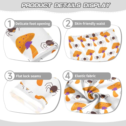 Mushrooms Spiders Girls Leggings,Workout Leggings for Girls Toddler Athletic Leggings Size for 3-10T3