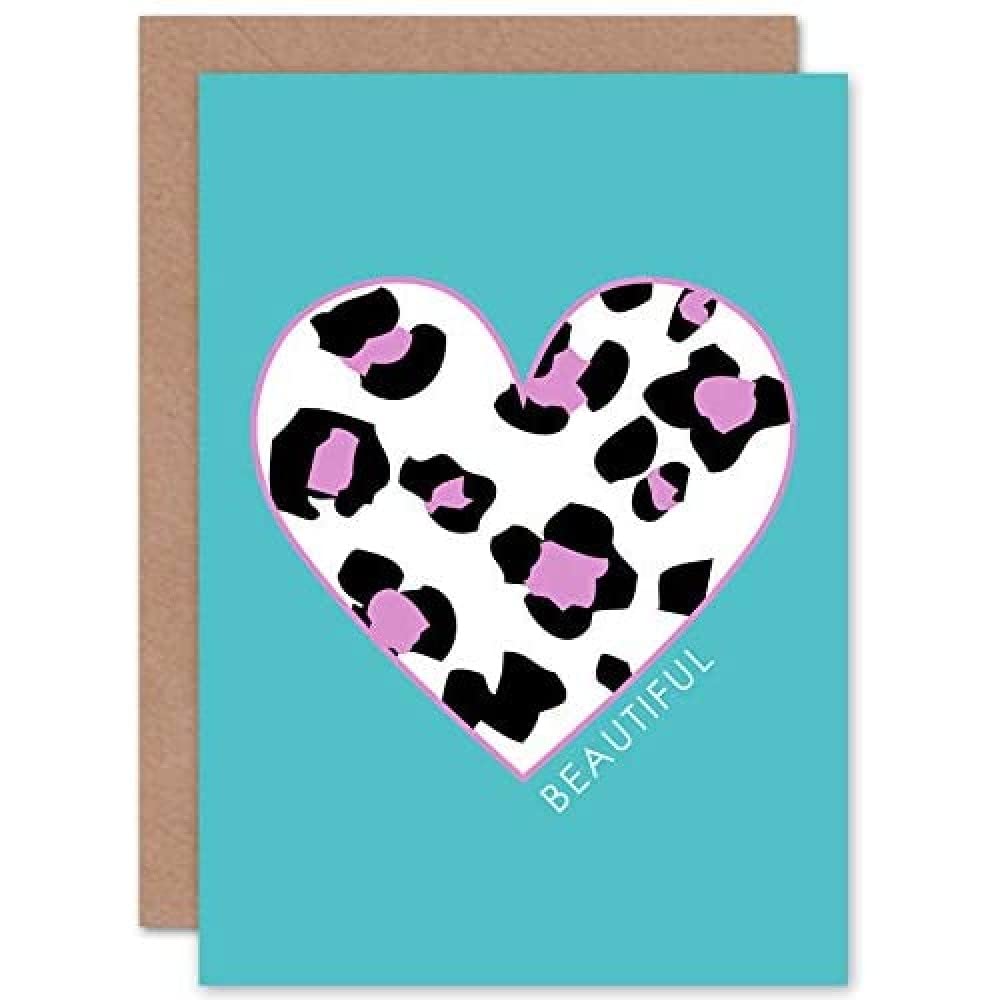Wee Blue Coo Leopard Blue And Purple Solid Beautiful Greeting Card With Envelope Inside Premium Quality
