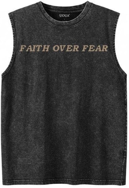 UOUA Men's Graphic Tank Tops Washed Sleeveless Tee Shirts Summer Vintage Cotton Streetwear (S-2XL) - Image 4