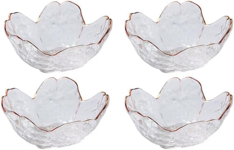 PIPITA Pack of 6 Transparent Cherry Blossom Dessert Bowls, Spice Bowls, Sauce Bowls, Glass Dipping Bowls, Mini Crystal Bowls for Ice Cream, Dessert, Dessert, Snack, Ketchup, Soy Sauce, Vinegar