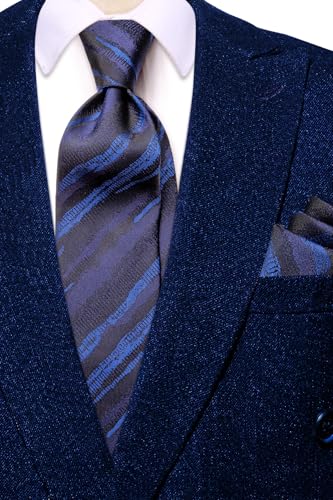 Image of Hi-Tie Men's Silk Ties Formal Woven Classic Necktie Pocket Square Cufflinks Lapel Pin Set Wedding Business