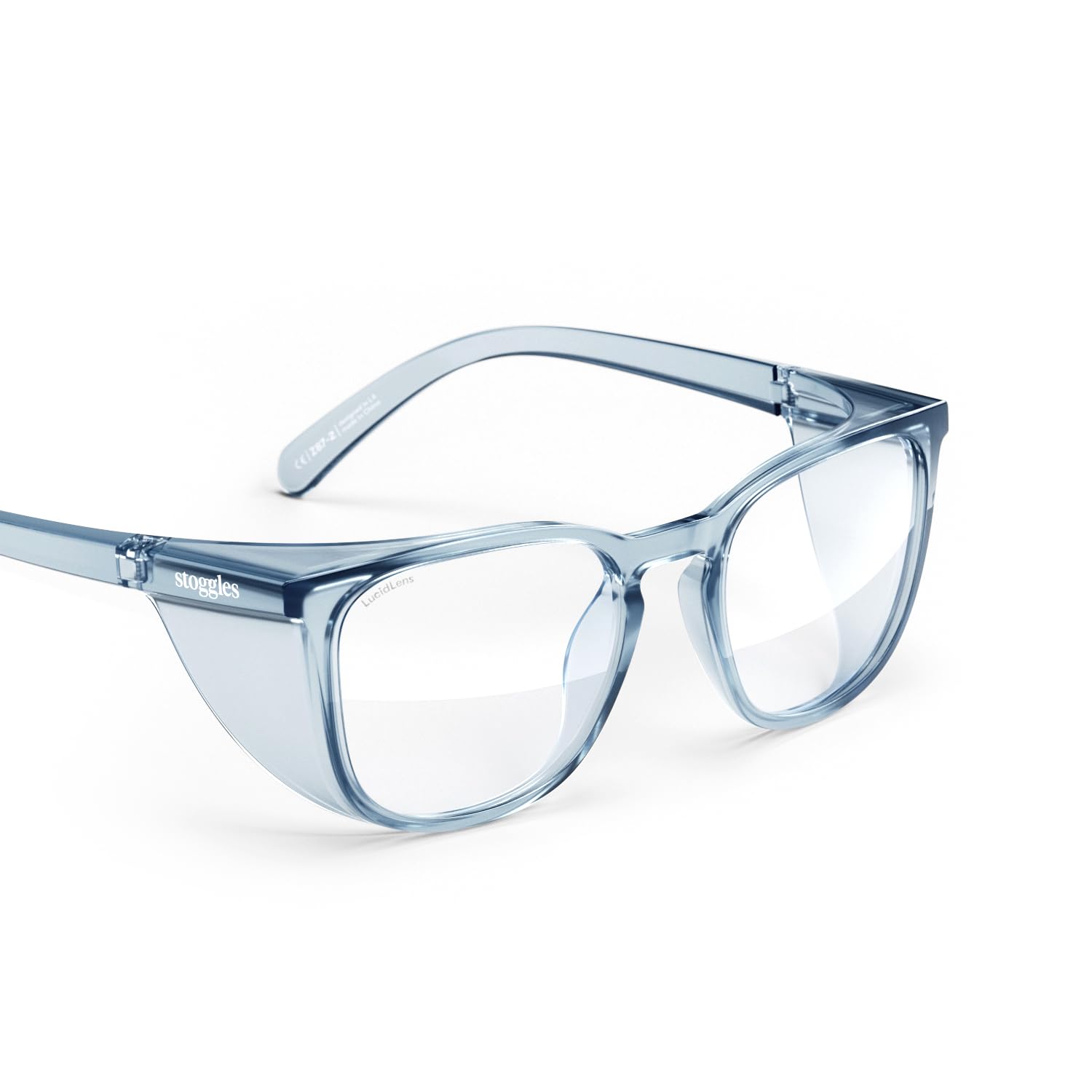 Stoggles Square Z87.1 Certified Polycarbonate Safety Glasses, Scratch & Shatter-Proof, Blue-Light & UV Blocking Lens, Top & Side Shields, Anti-Fog Dip Coated, Durable, Protective & Stylish Eyewear Medium Denim