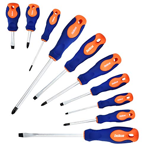 Strong Magnetic Screwdriver Set 10 Pcs,ENEACRO Phillips and Slotted Strenthen Hardness Cr-V Rod,Professional Bi-material Non-slip Cushion Grip,Heavy Duty Torque Repair Hand Tool - Thumbnail 4