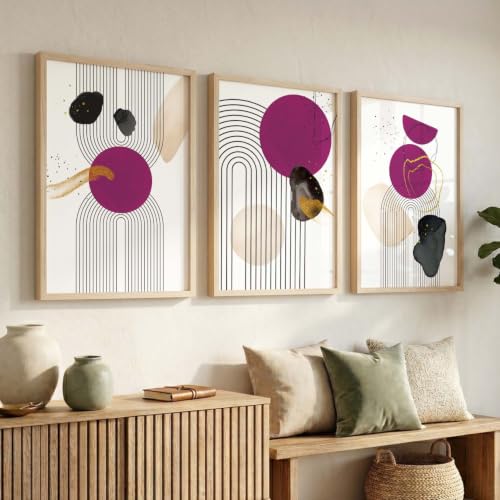Image of kotart Elegant Painting for Wall Decoration - Modern Art Wall Decor Framed Painting for Living Room Bedroom - Framed Posters /Paintings with Frame Set of 3 (Art 3)