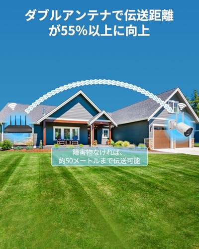 【双方向通話・ダブルアンテナ】OHWOAI 防犯カメラセット 8台 屋外用 ワイヤレス 広角レンズ 無線接続 電源スイッチ付 家庭用 監視カメラ 適格請求書発行可