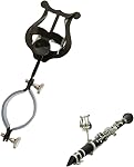 Lyyxjsltd Sheet Music Stand, Clarinet lyre Music Clip, Metal Clarinet Sheet Music Clip Holder for Flip Folder Marching Band for Saxophone Flute Trumpet Wind Instruments Practicing Beginners (Black)